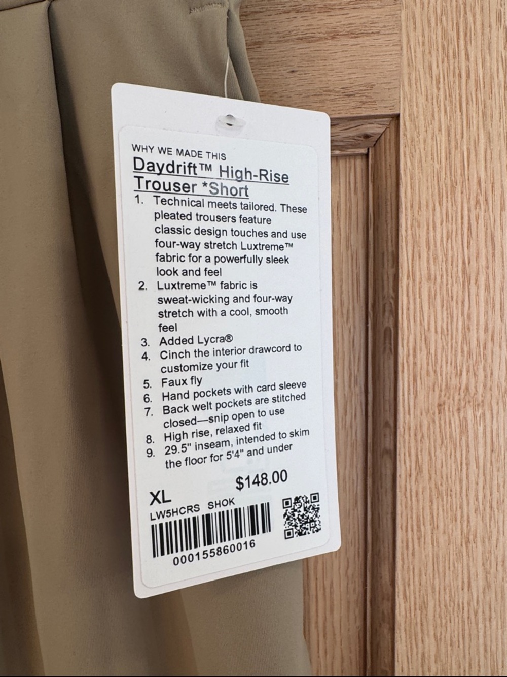 Lululemon Wide Leg Khaki Trousers size XL short - Picture 2 of 4